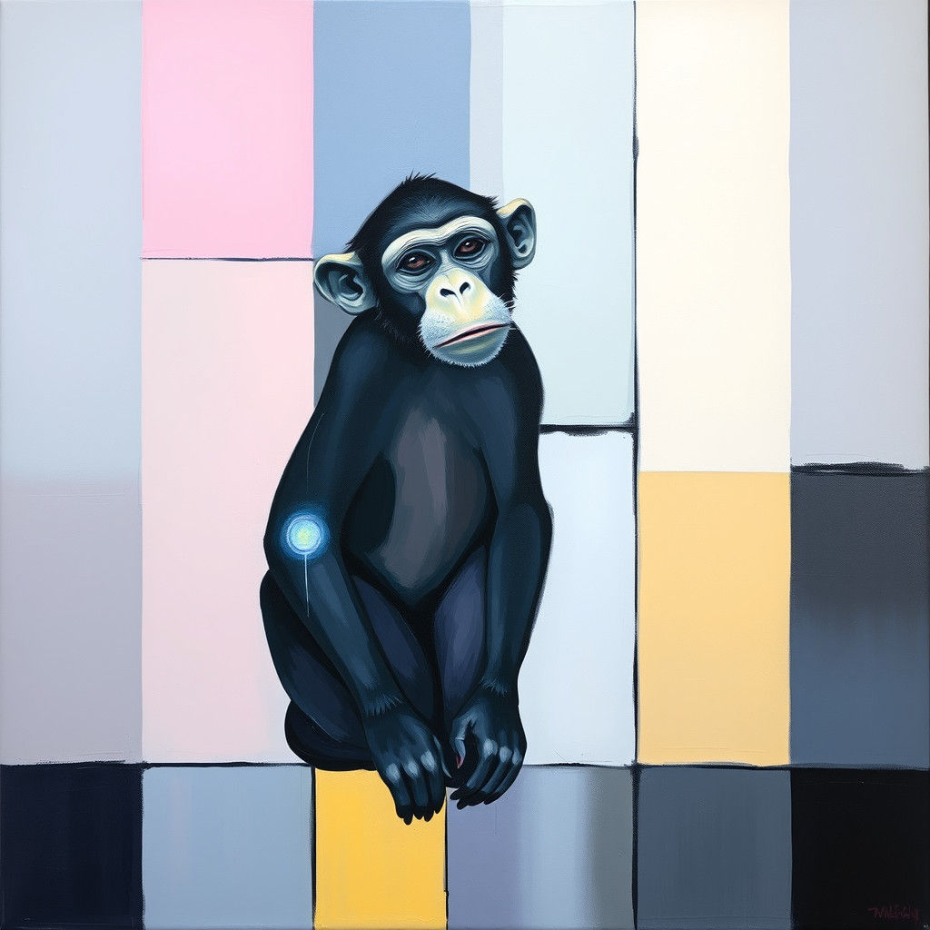 Abstract Monkey in Misty Mondrian Style