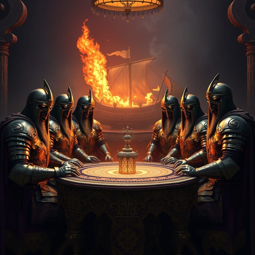Epic Knights Gathered in Opulent Dark Fantasy Setting