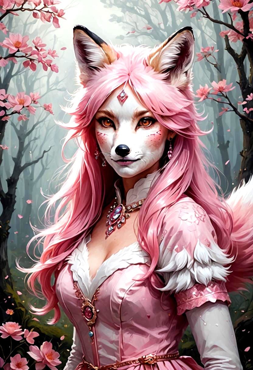 Pink Fox Portrait: A Simple AI Creation