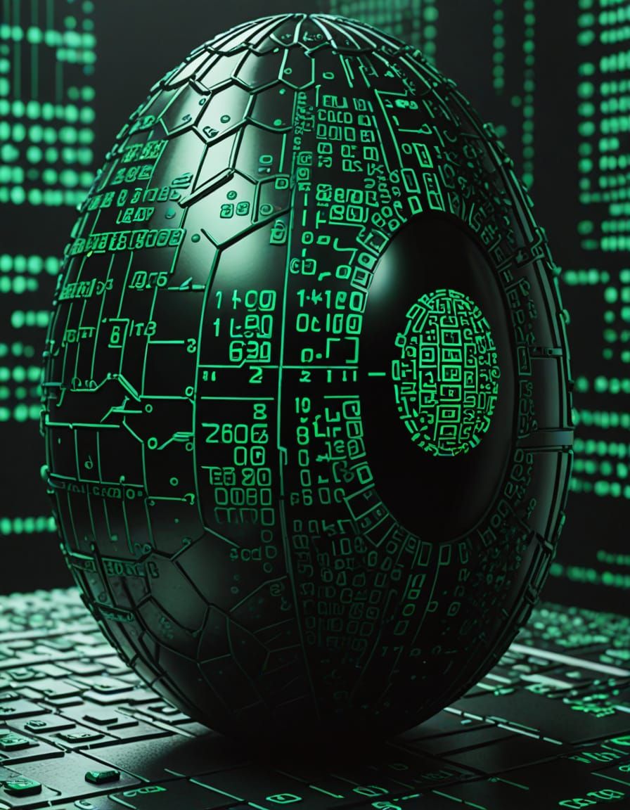 Cyberpunk Dragon Egg in Matrix Code