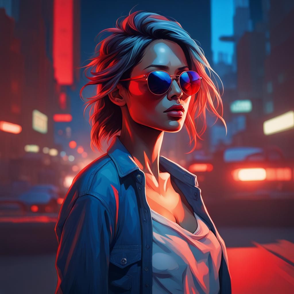 Woman in Nepal at Night, Hyperrealistic Portrait