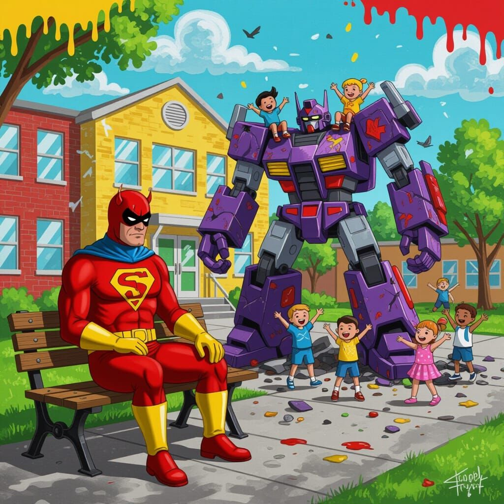 Supervillain's Humiliating Defeat: Graffiti Street Art
