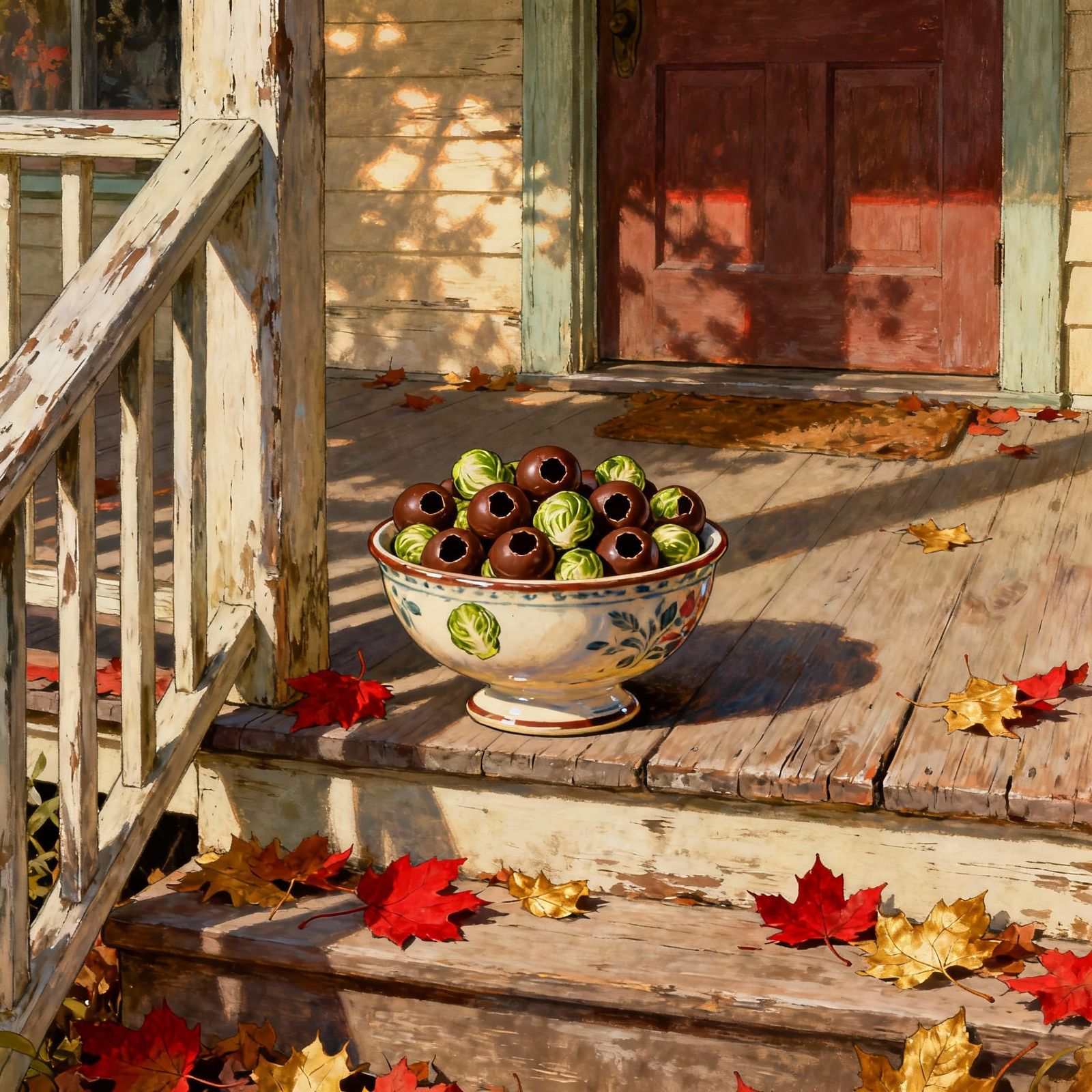 Whimsical Autumn Candy Bowl With Chocolate Sprouts