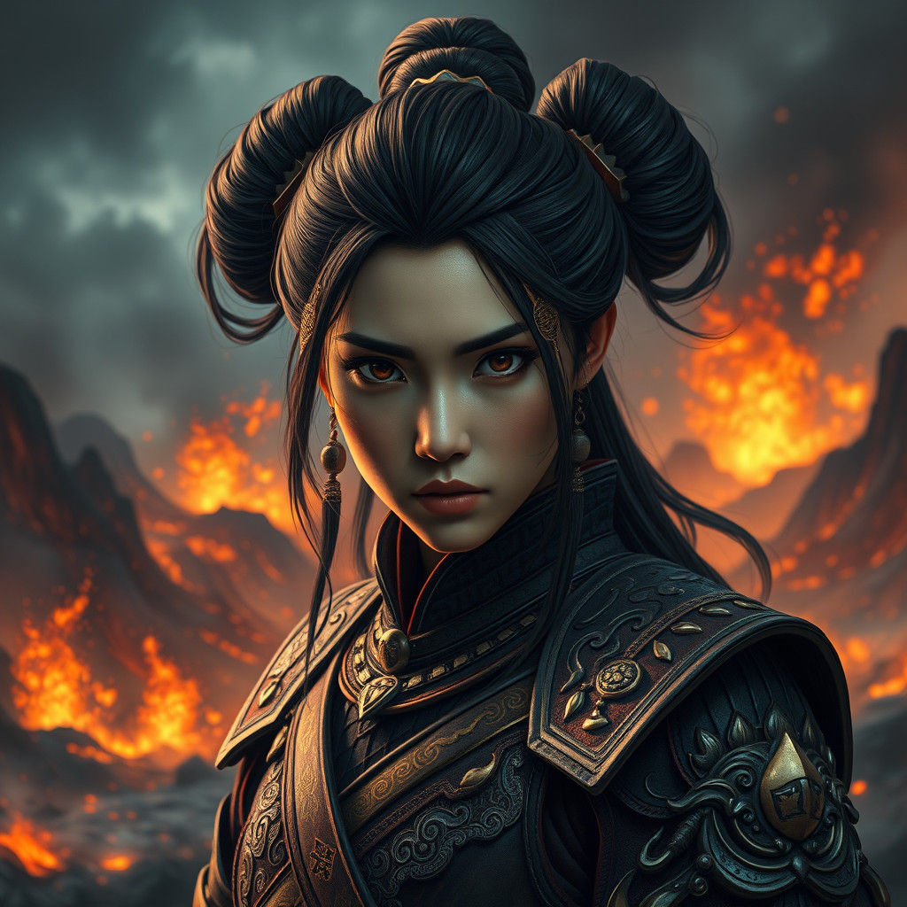 Apocalyptic Warrior Woman in a Dramatic Matte Painting