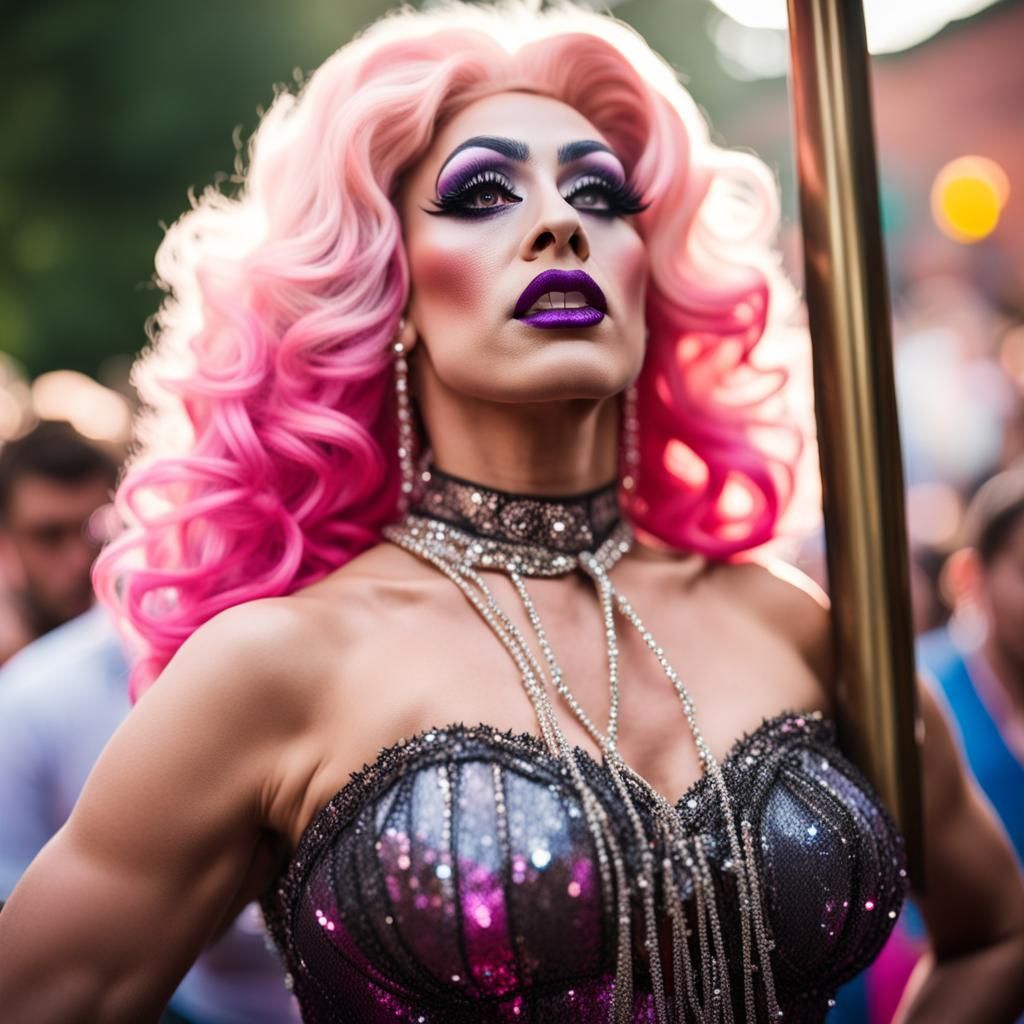 Striking Drag Queen Portrait in Public Display