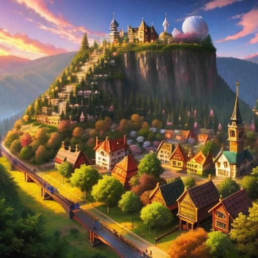 Enchanting Fairy Town Illustration