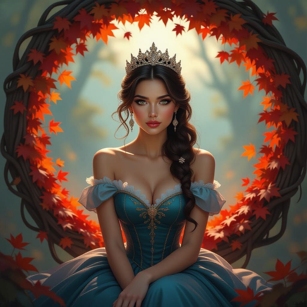Princess in Autumn Vortex, Ethereal Concept Art