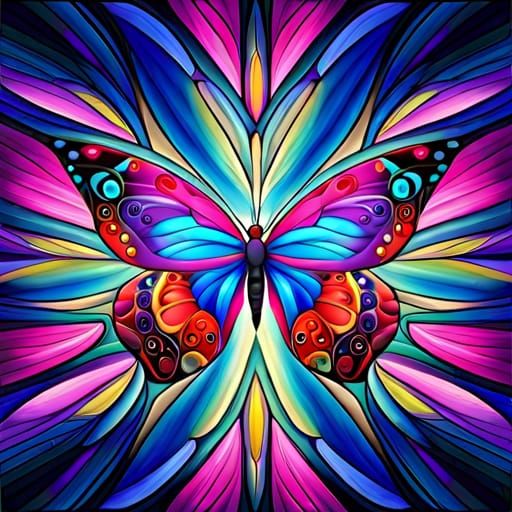 Stained Glass Butterfly in Cubist Style
