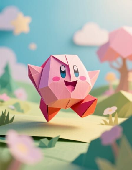 Origami Kirby in Dreamland: Papercraft Style