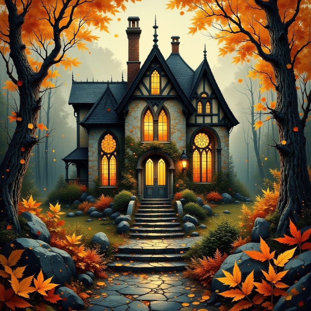 Autumn Manor: Oil and Watercolor Fantasy