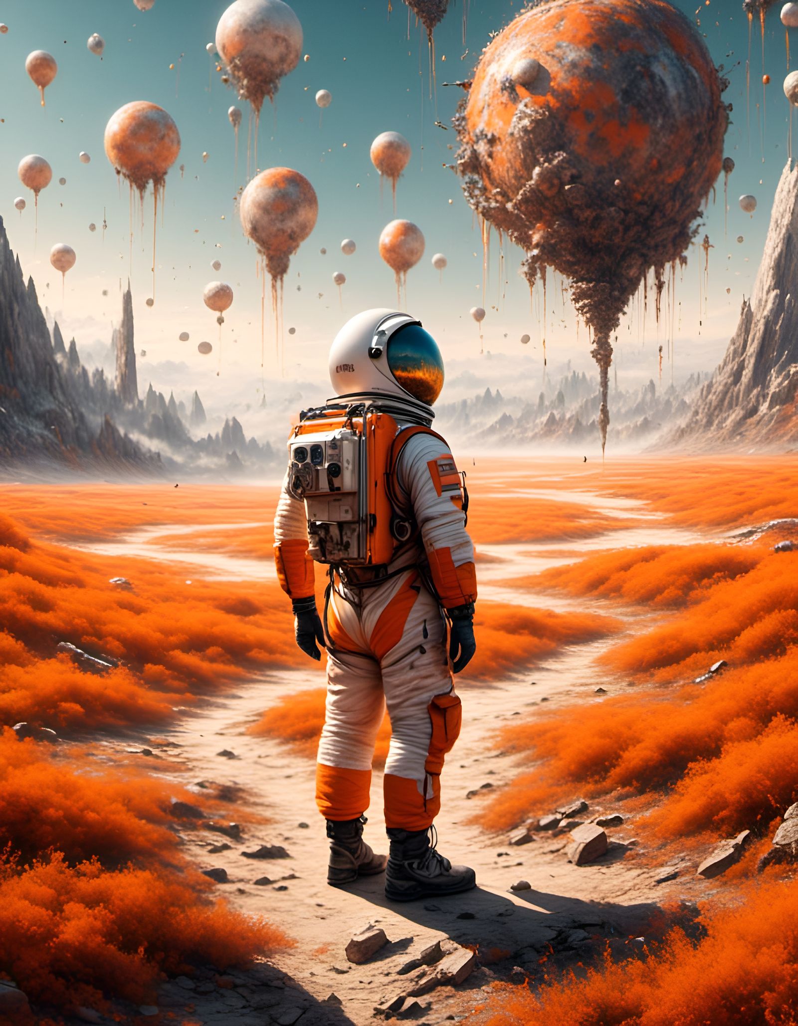 Astronaut in Alien Landscape, Wes Anderson Style