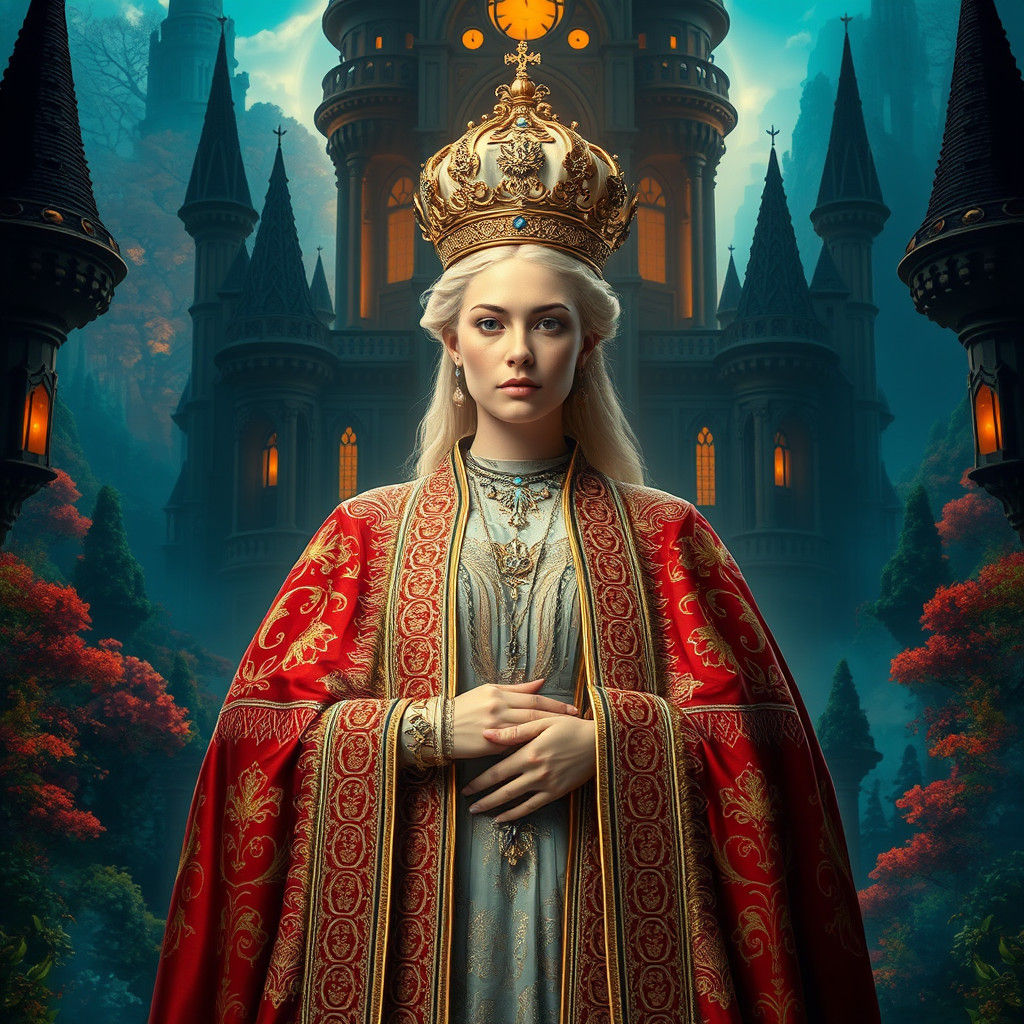 Regal Queen in Ethereal Forest: Fantasy Art