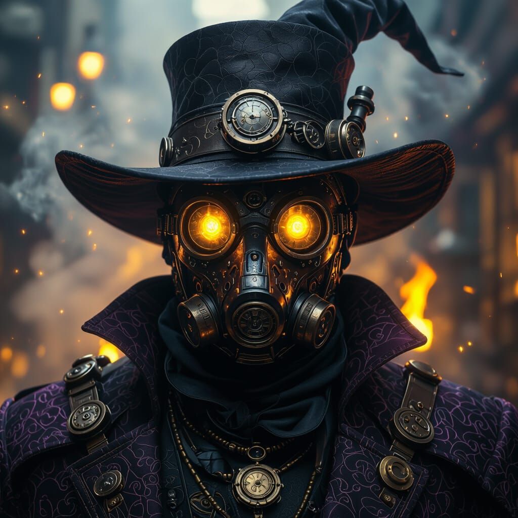 Steampunk Witch Doctor with Glowing Eyes