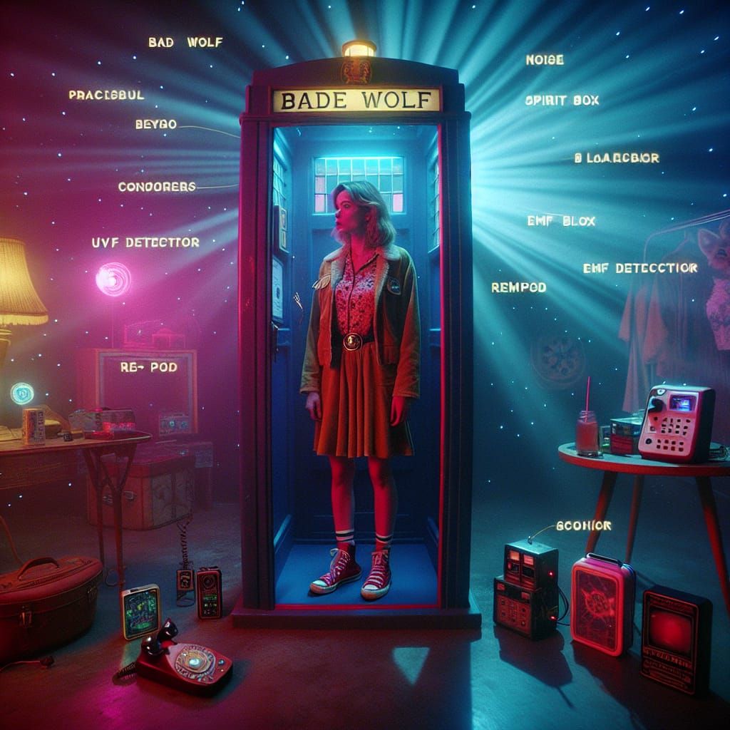 Sci-Fi Woman in Time Machine with Paranormal Gear