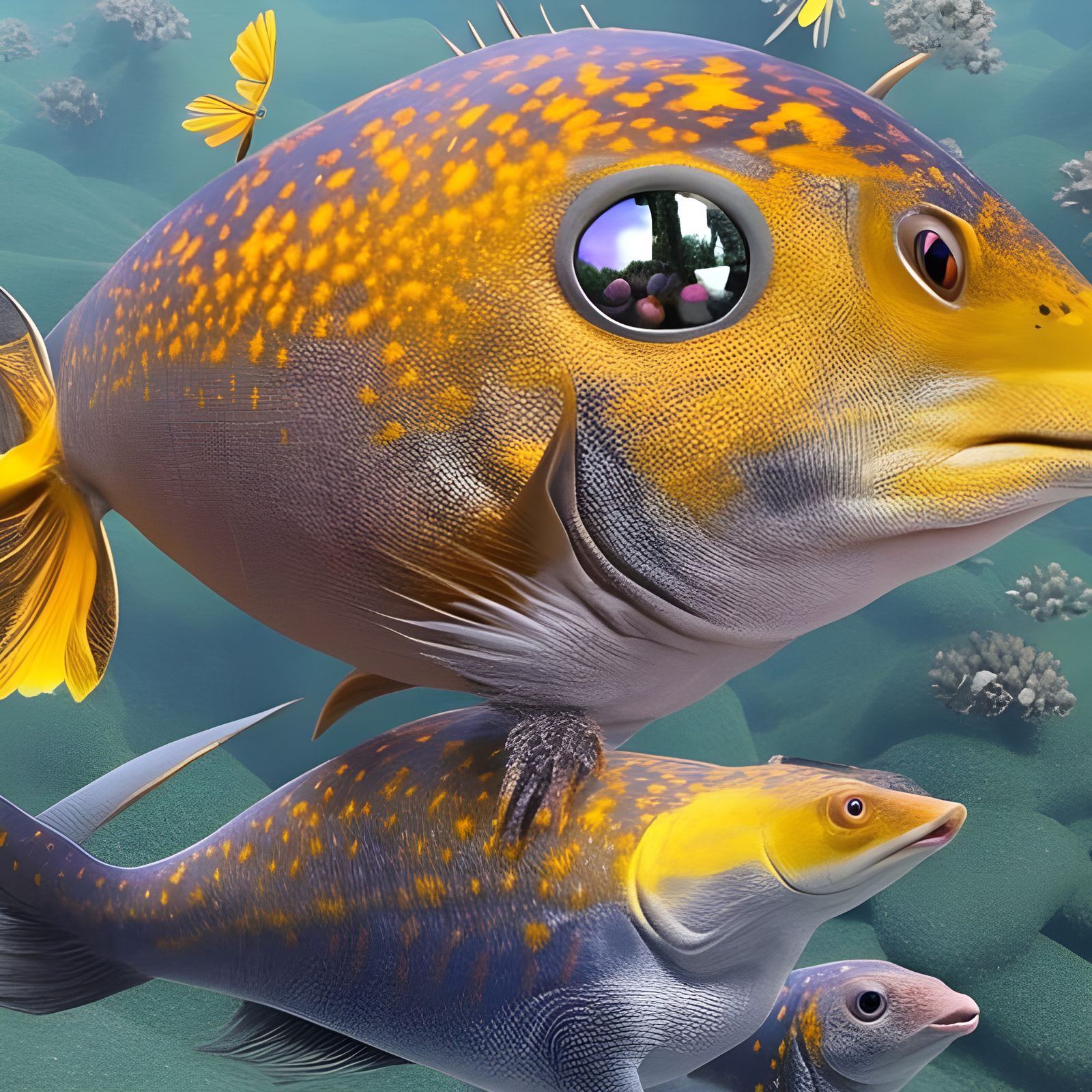 Surreal Restaurant Scene with Alien Food, Detailed Digital A...