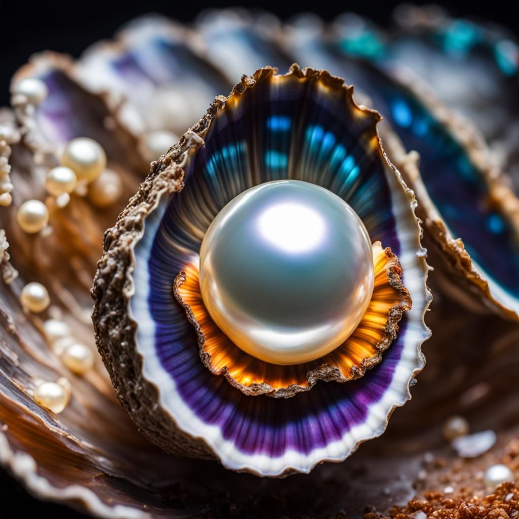 Luminous Pearl in Oyster Shell with Cosmic Energy