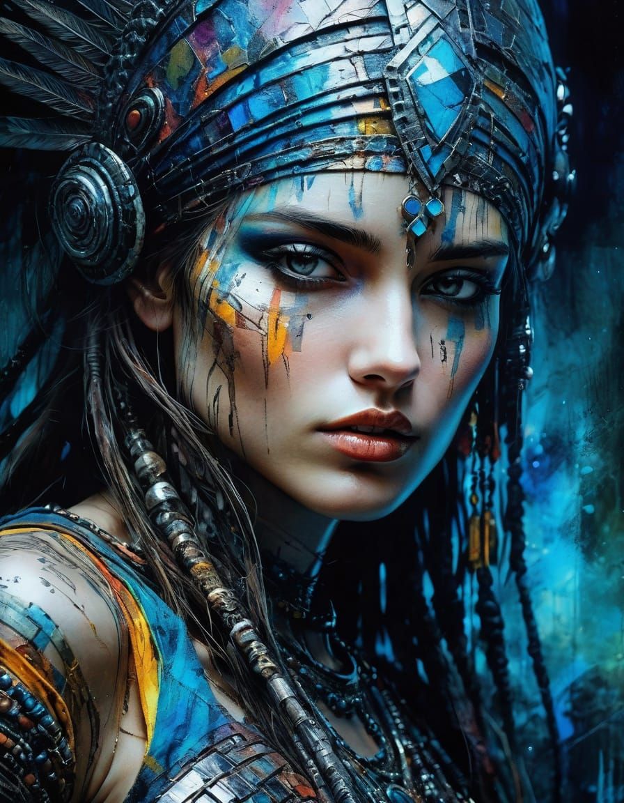 Jolene Portrait in Abstract Triadic Colors