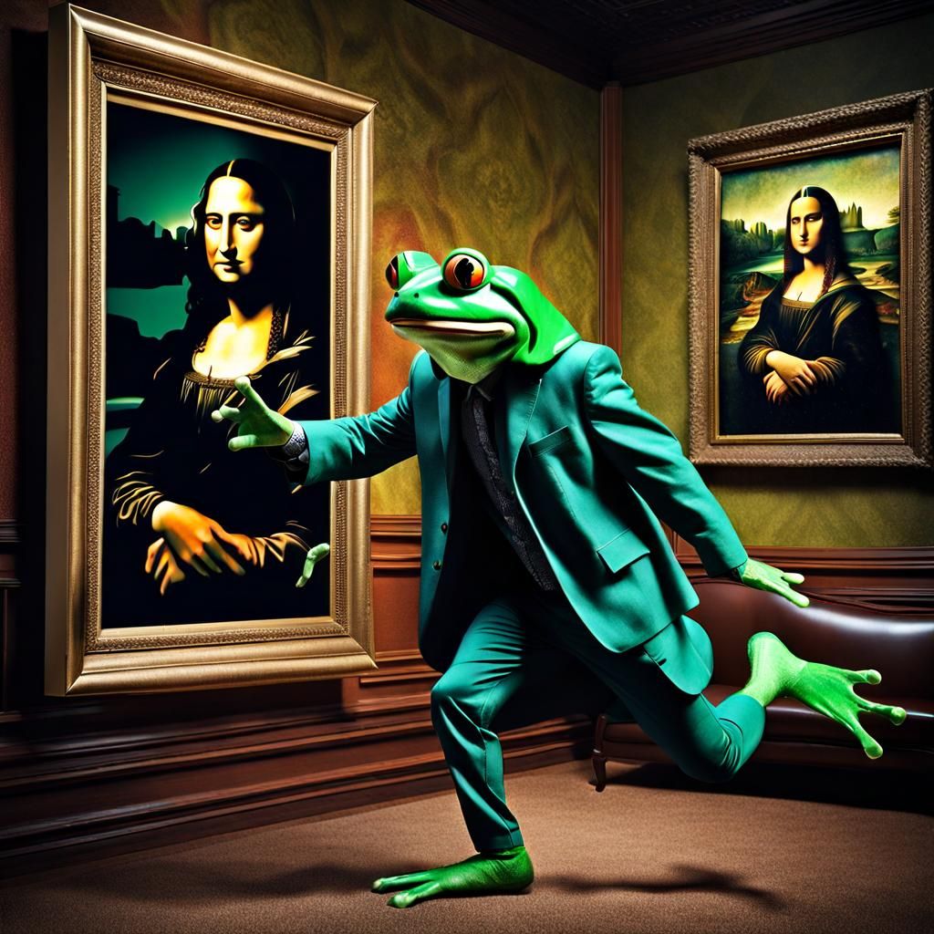 Frog-Suited Thief Steals Mona Lisa Portrait