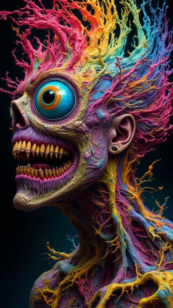 Unsettling Fractal Man in Analog Horror Style