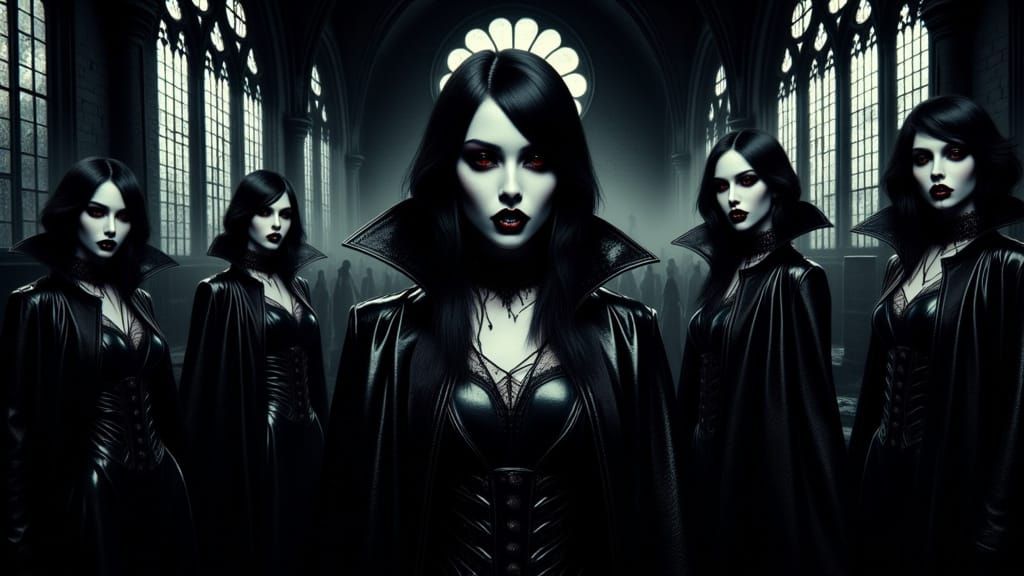 Gothic Asian Vampires in Abandoned Cathedral