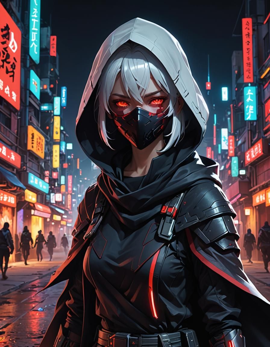 Cyberpunk Jedi in Desert Cityscape