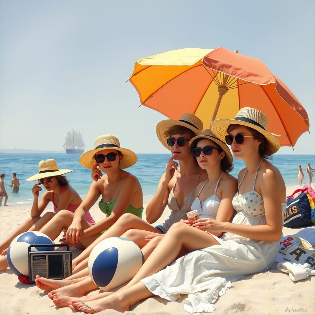 Beach Scene in Romantic Style