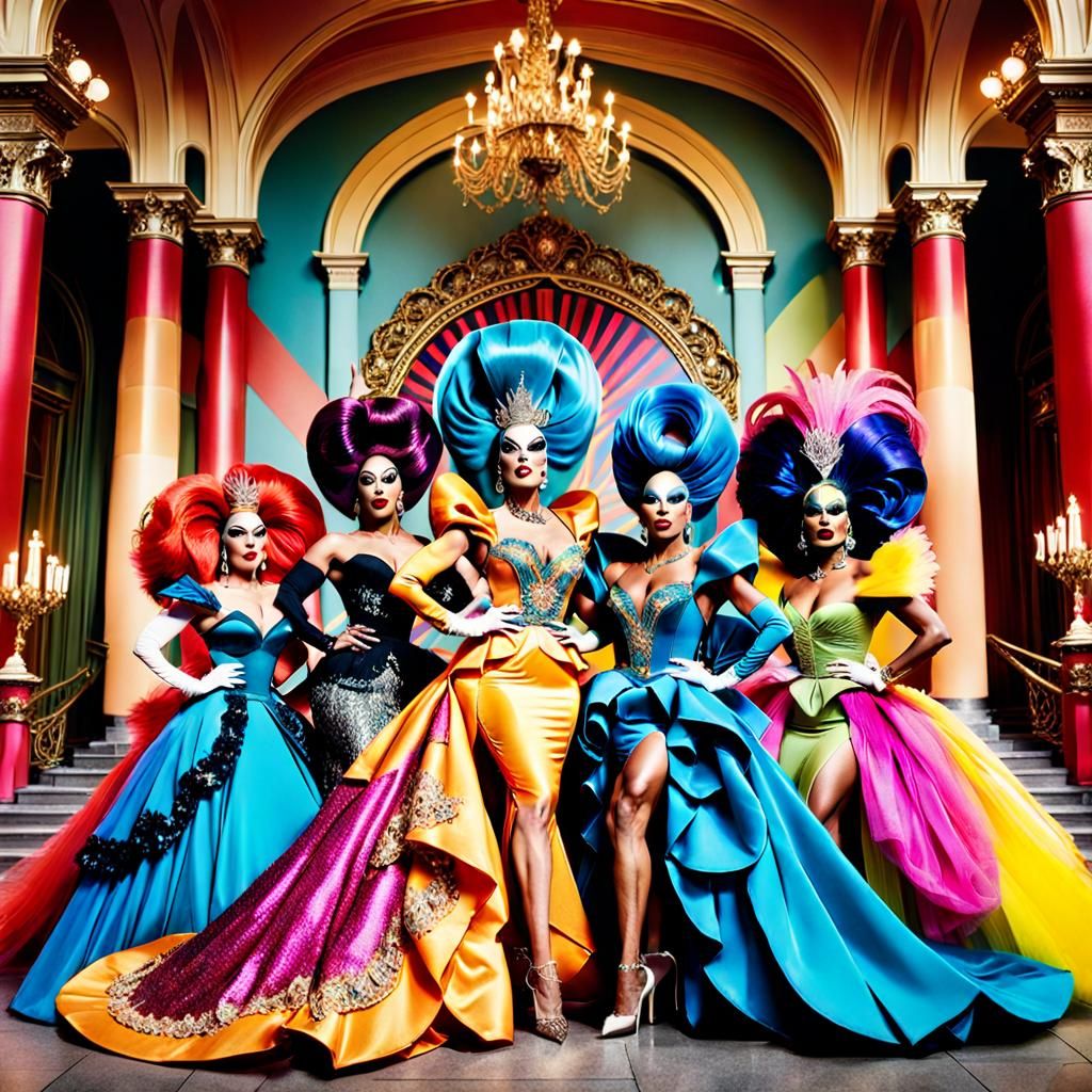 Glamorous Drag Performers in Extravagant Fashion