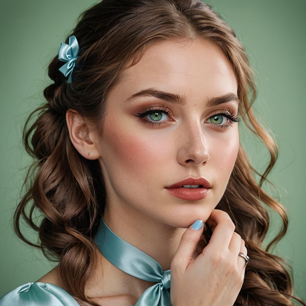 Beautiful Girl Air Kiss Portrait in Hyperdetailed Lighting