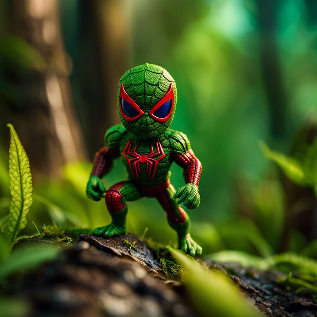 Cute miniature Spiderman-Swamp Thing