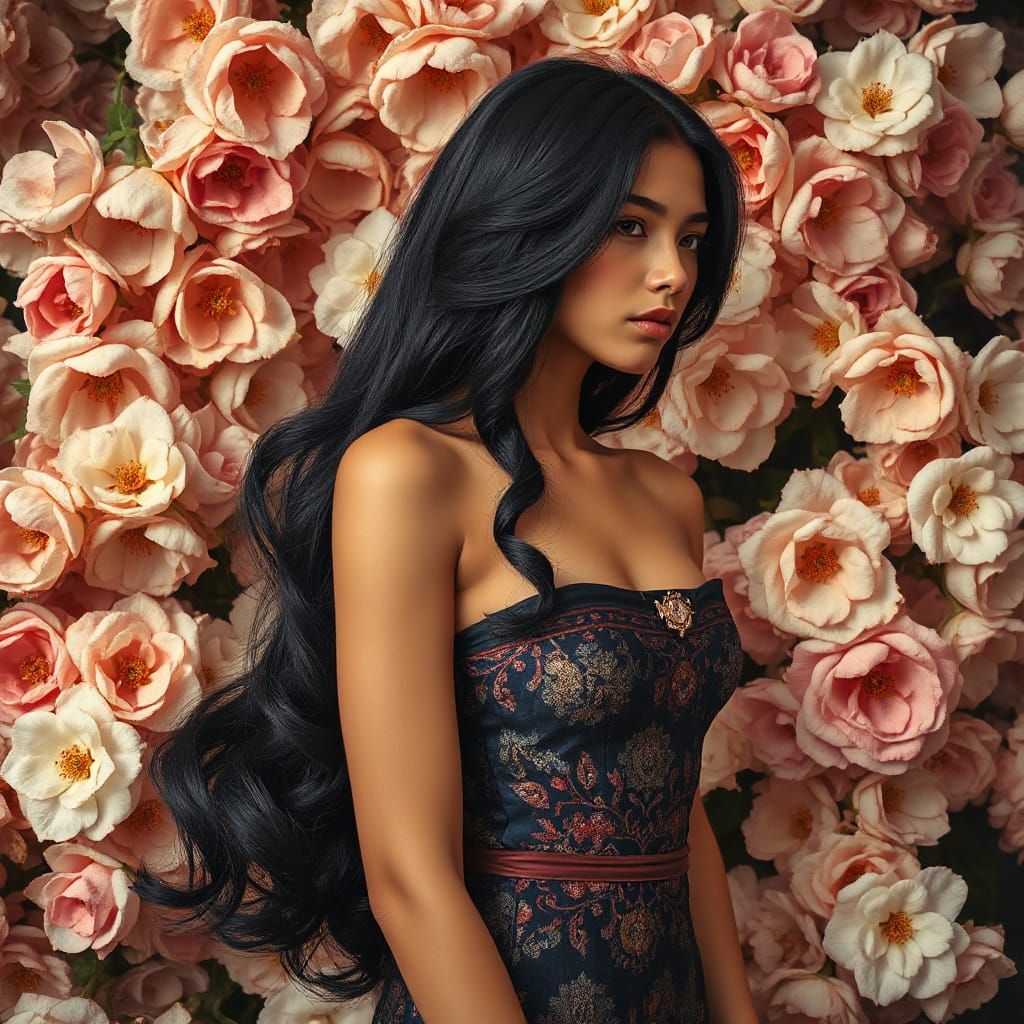 Elegant Portrait of Woman in Renaissance Gown