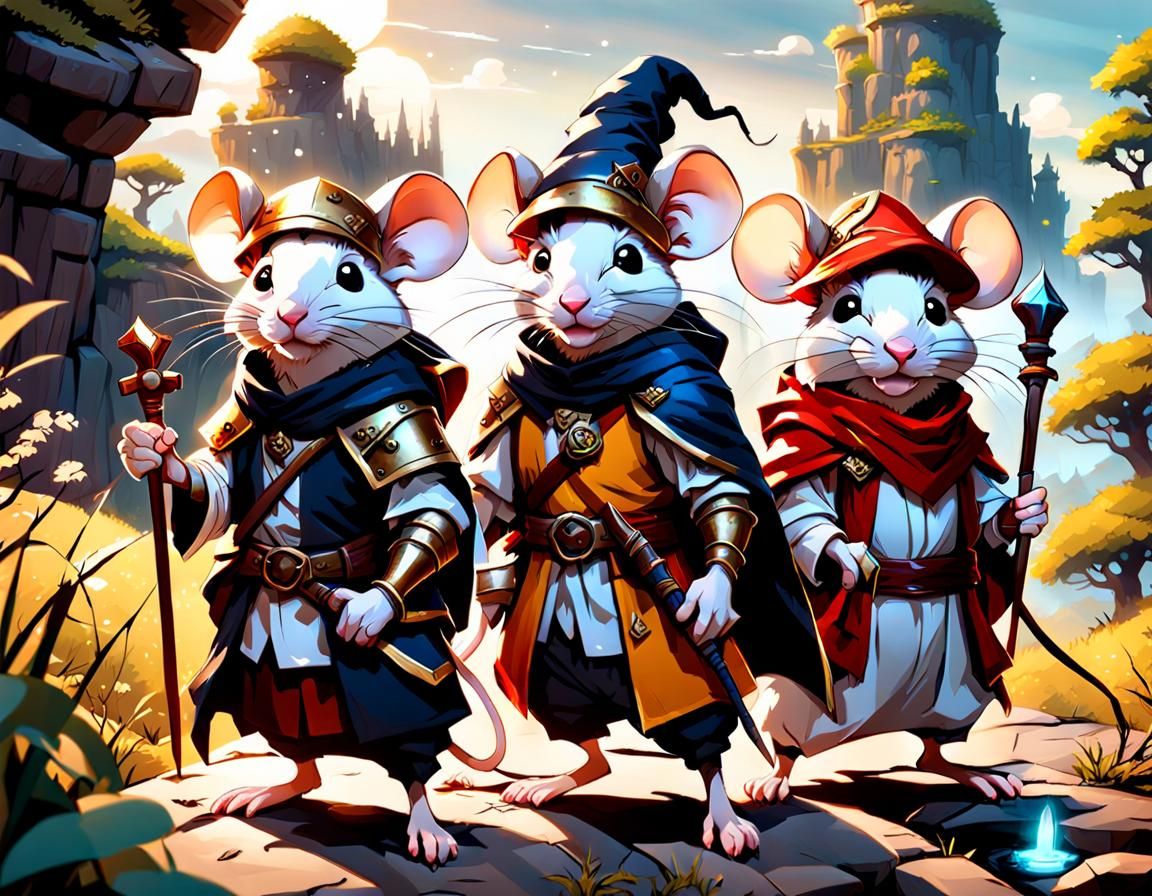 Epic Mouse Adventurers in Anime Style
