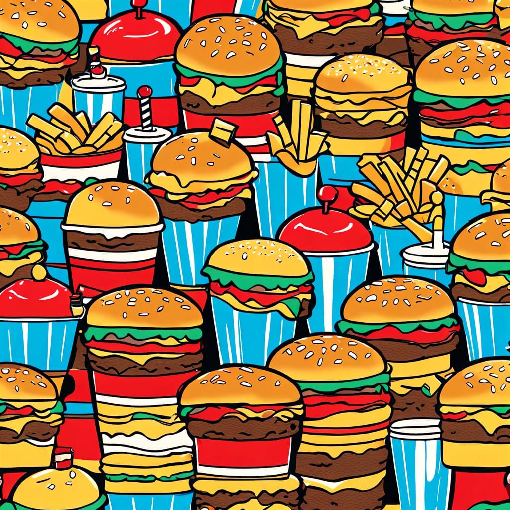 Fast Food Pop-Art Pattern in Moschino Style