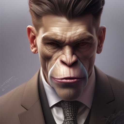 Ape in Suit: Surreal Fantasy Portrait in 5D