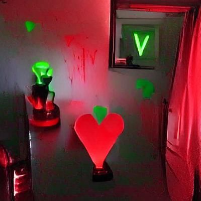 Eerie Valentine's Escape Room in Neon Dye-Transfer Style