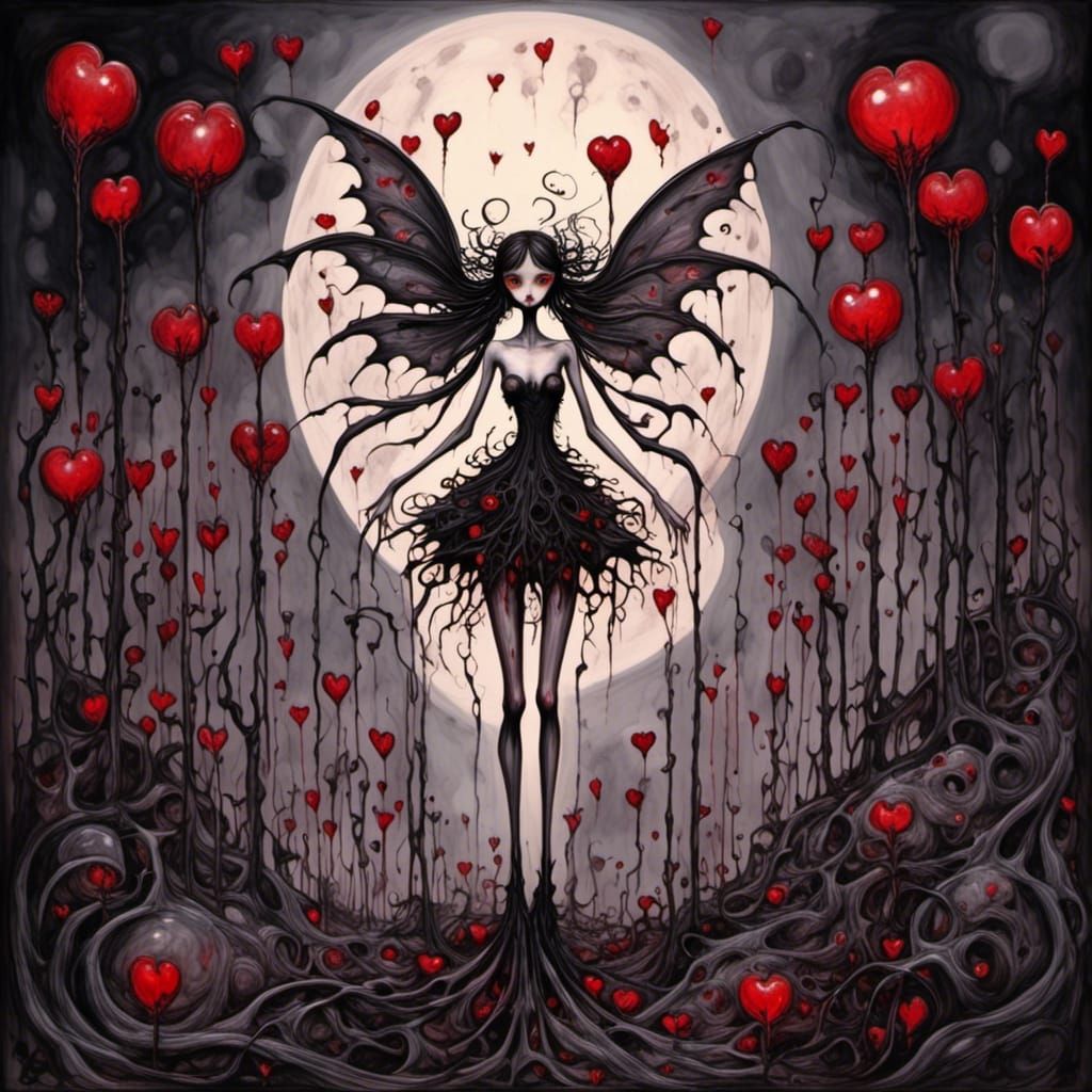 Gothic Angel in a Dark Garden of Good and Evil