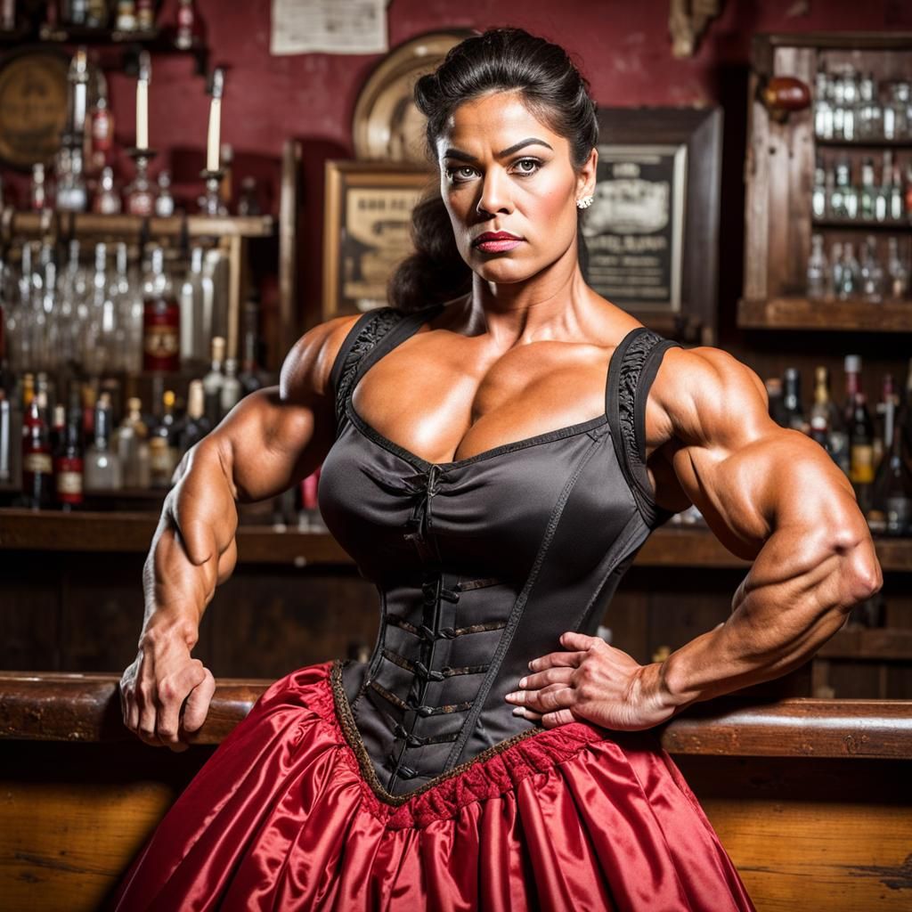 Mexican Bodybuilder in Old West Saloon
