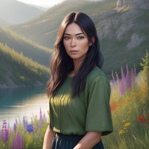 Hyperrealistic Portrait in Okanagan Valley Landscape
