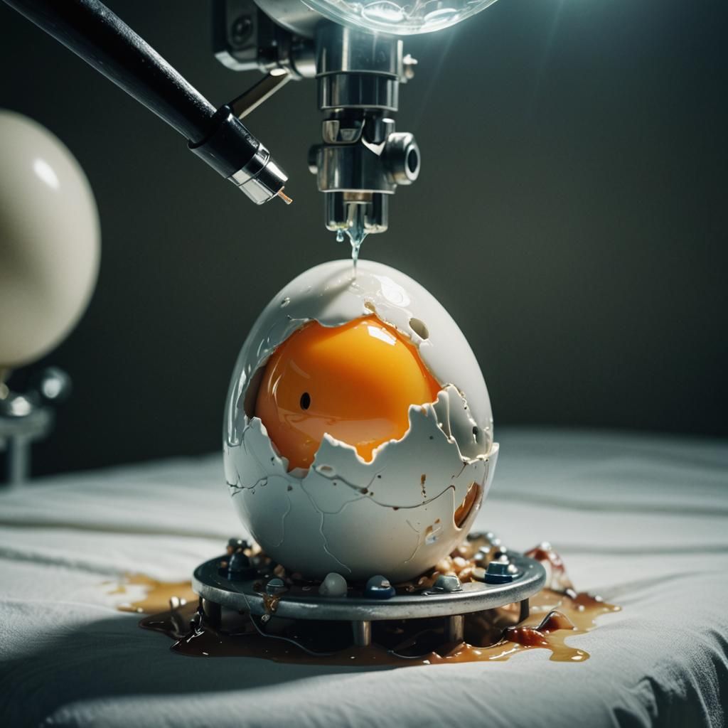 Surreal Angry Egg in Hospital: Salvador Dali Style