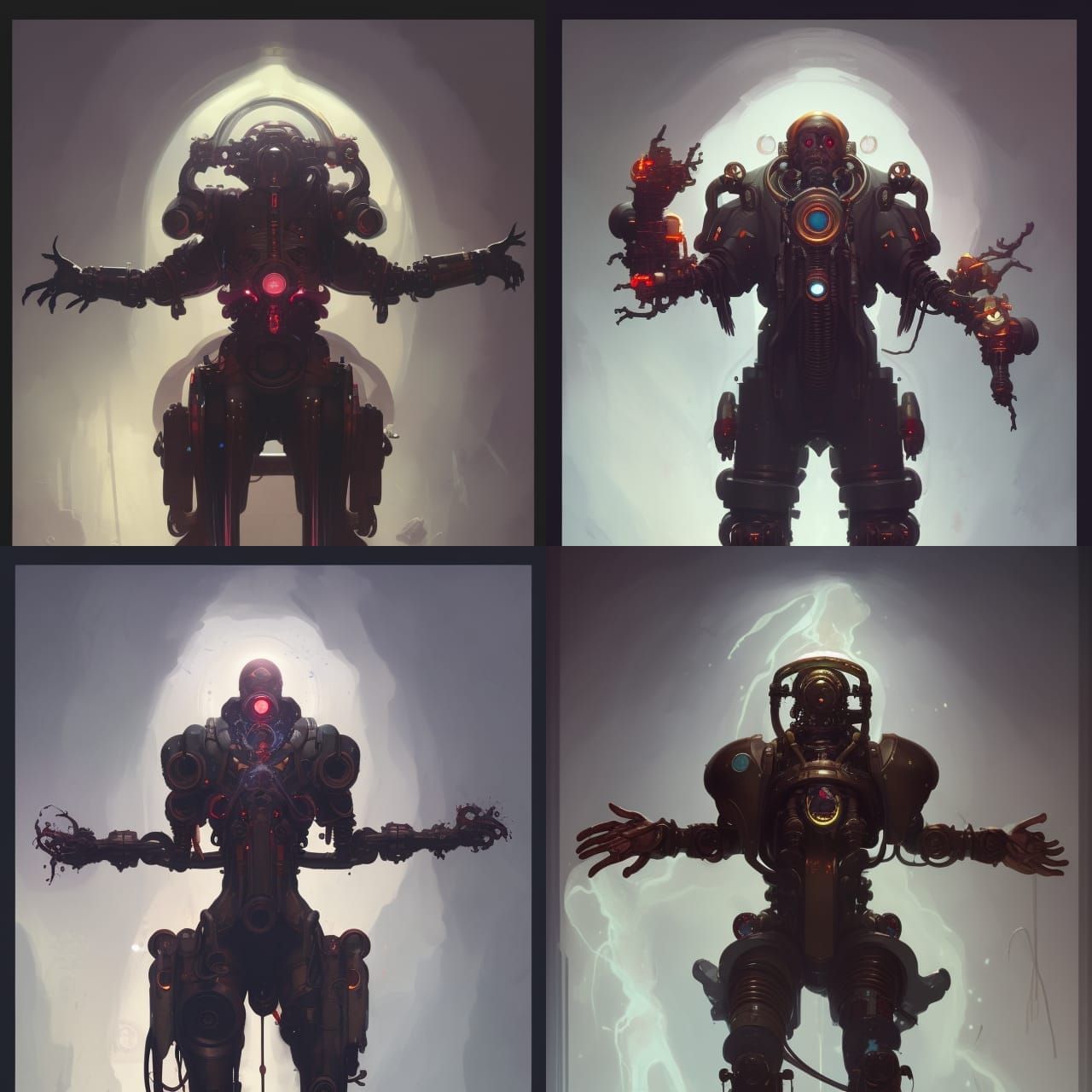 Cyberpunk Tech Priest with Extra Limbs Portrait