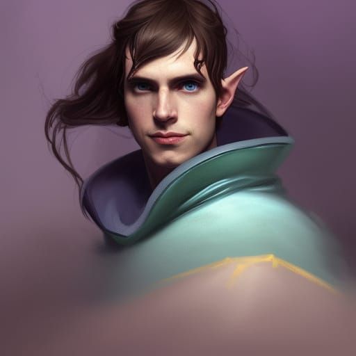 Handsome Elf Portrait in Hyperdetailed Digital Art Style