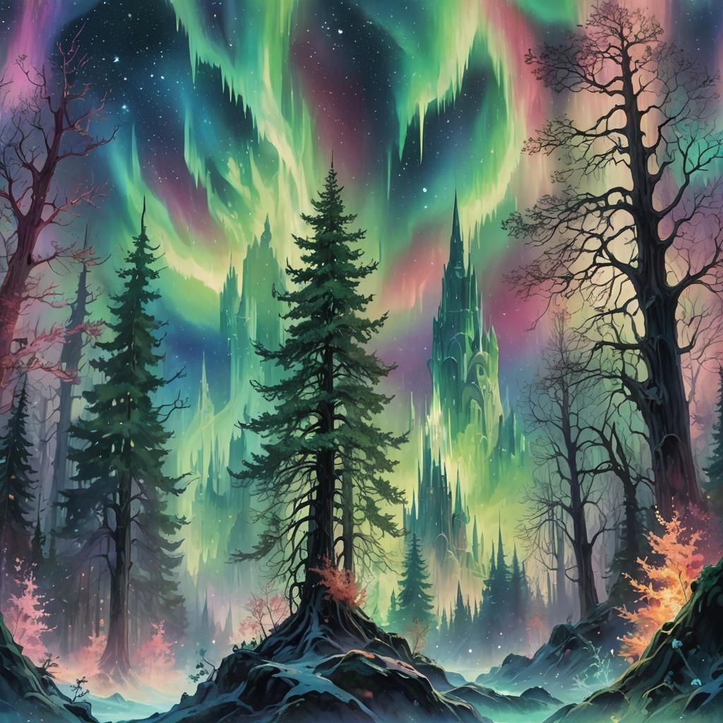 Ethereal Fantasy Landscape in Vibrant Dreamlike Quality