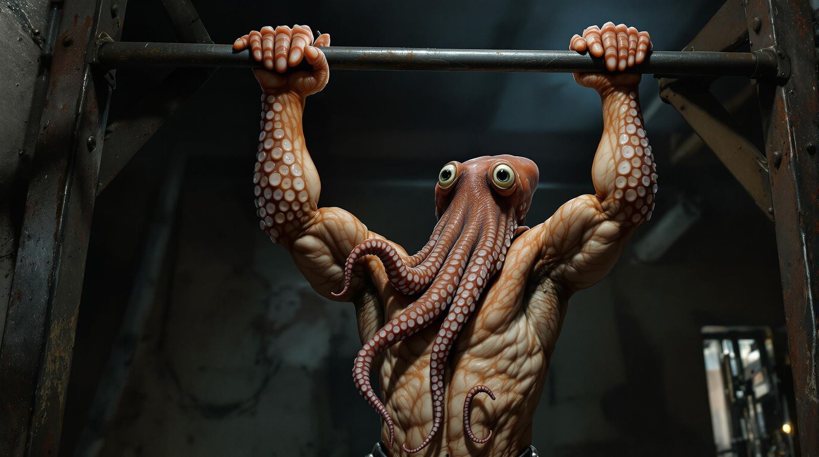 Octopus Gym Enthusiast in Pullup Mode