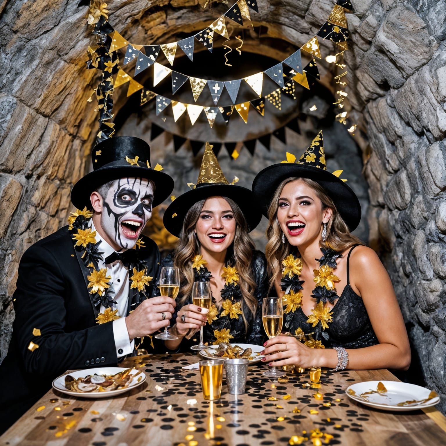 Zombies Celebrate New Year's Eve in Decorated Crypt