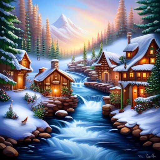 Miniature Winter Wonderland Forest in Fantasy Art Style