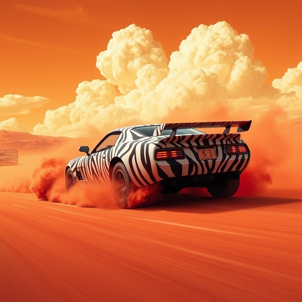 Zebra Gaming Car Speeds Through Red Dust