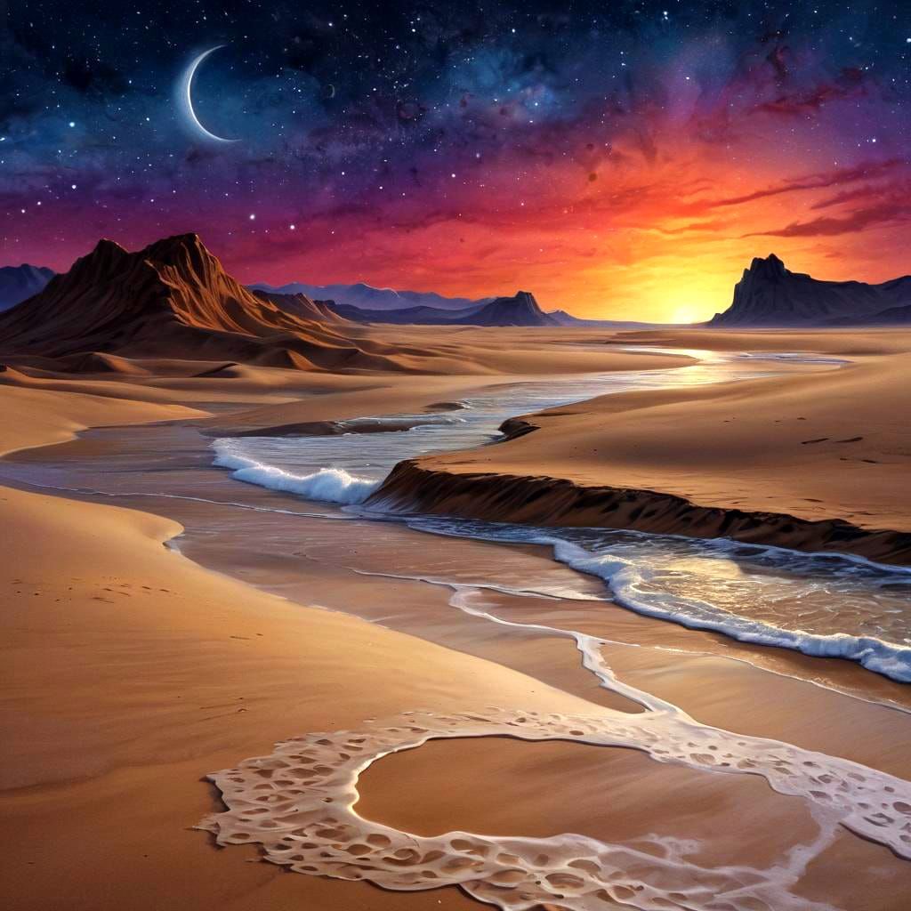 Surreal Desert Meets Dreamy Watercolor Sea