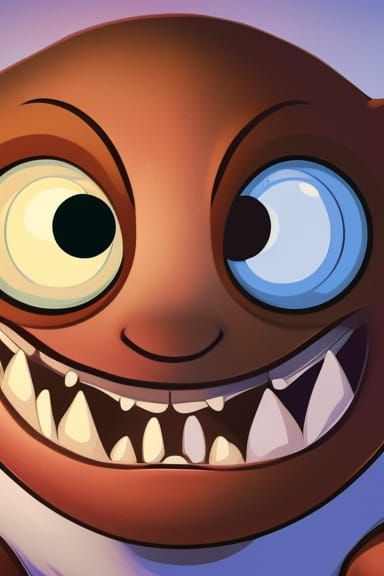 Friendly Monster with Goofy Grin in Cel-Shading