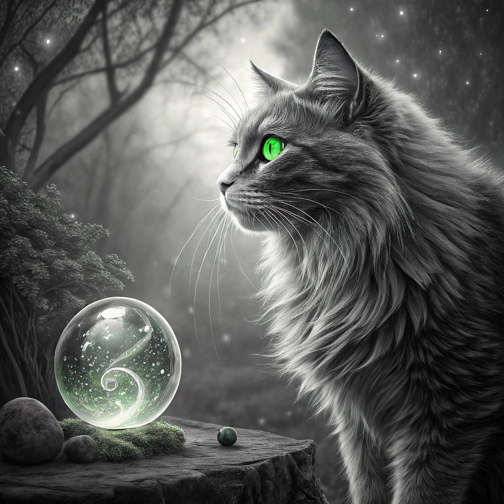 Anthropomorphic Cat in Surreal Pencil Sketch