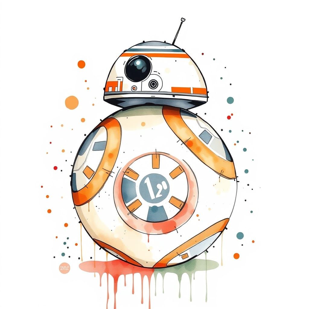 Surreal Droid in Whimsical Watercolor