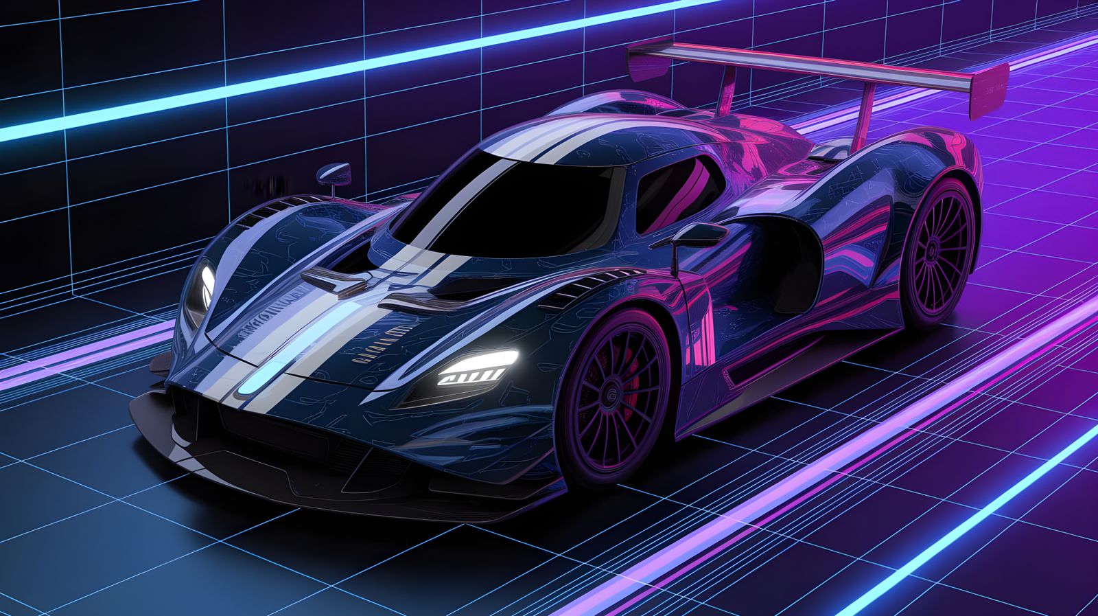 Surreal Neon Racer in Cyberpunk Art Style